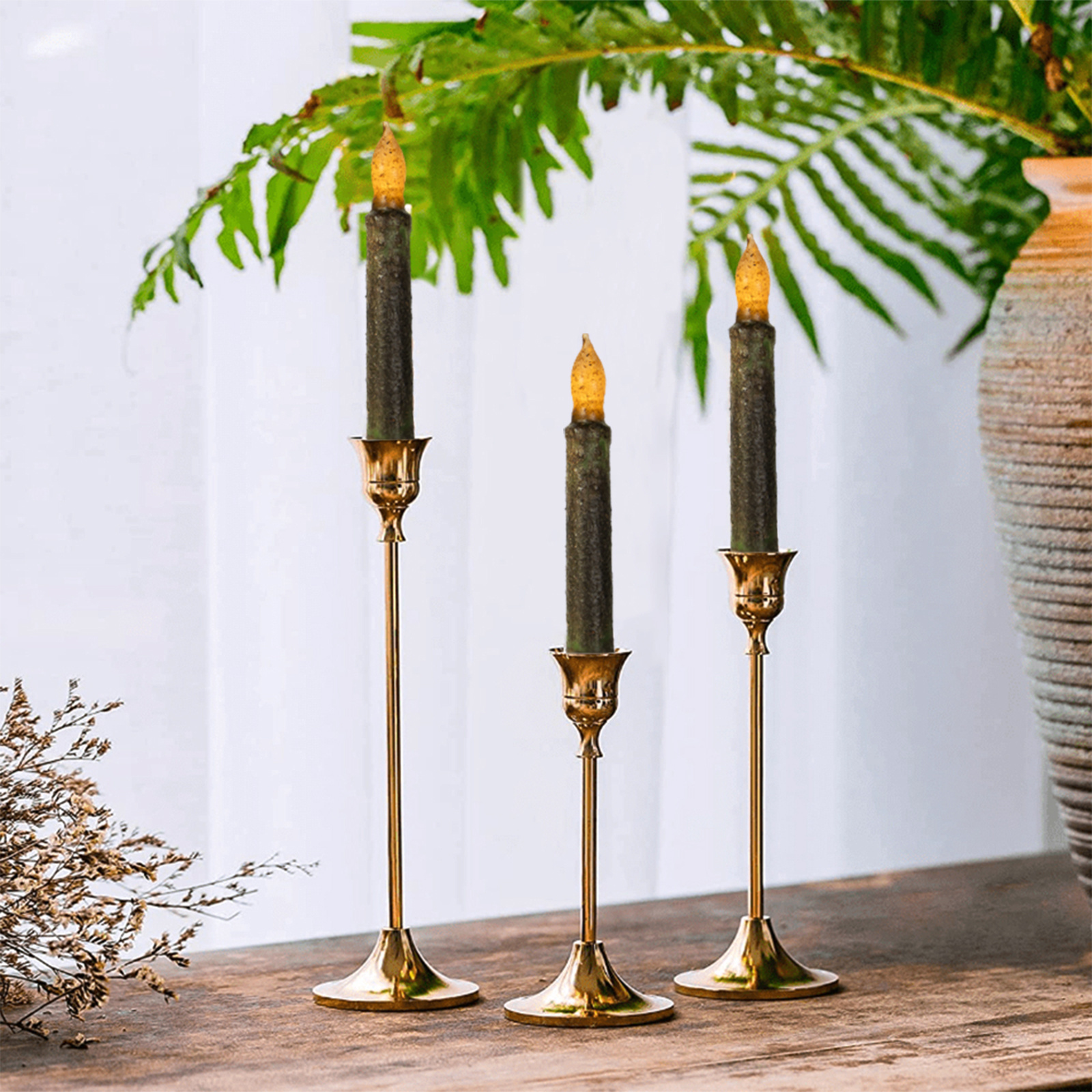 Home decor romantic taper candle Plastic Flameless OEM Taper Artificial Real Wax LED Candles For Party Wedding Table Decoration