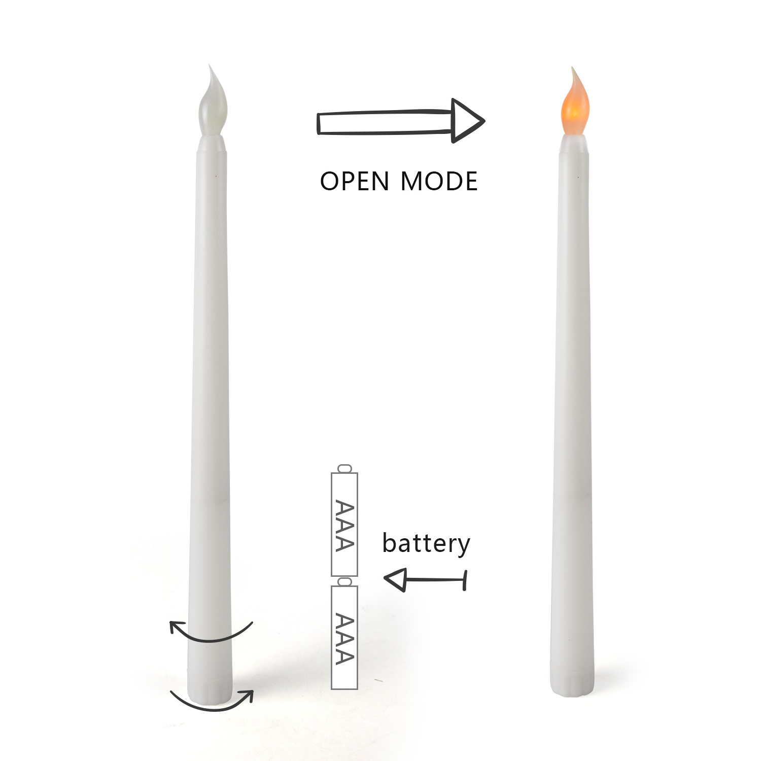 Battery Powered Taper Candles LED Timer Control Electronic Candles for Wedding Supplies Christmas Hanukkah Church Decoration