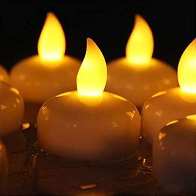 Flameless Tealight Candle Battery Flickering Led Floating Water Candles For Wedding, Party, Centerpiece, Pool 24 Pack