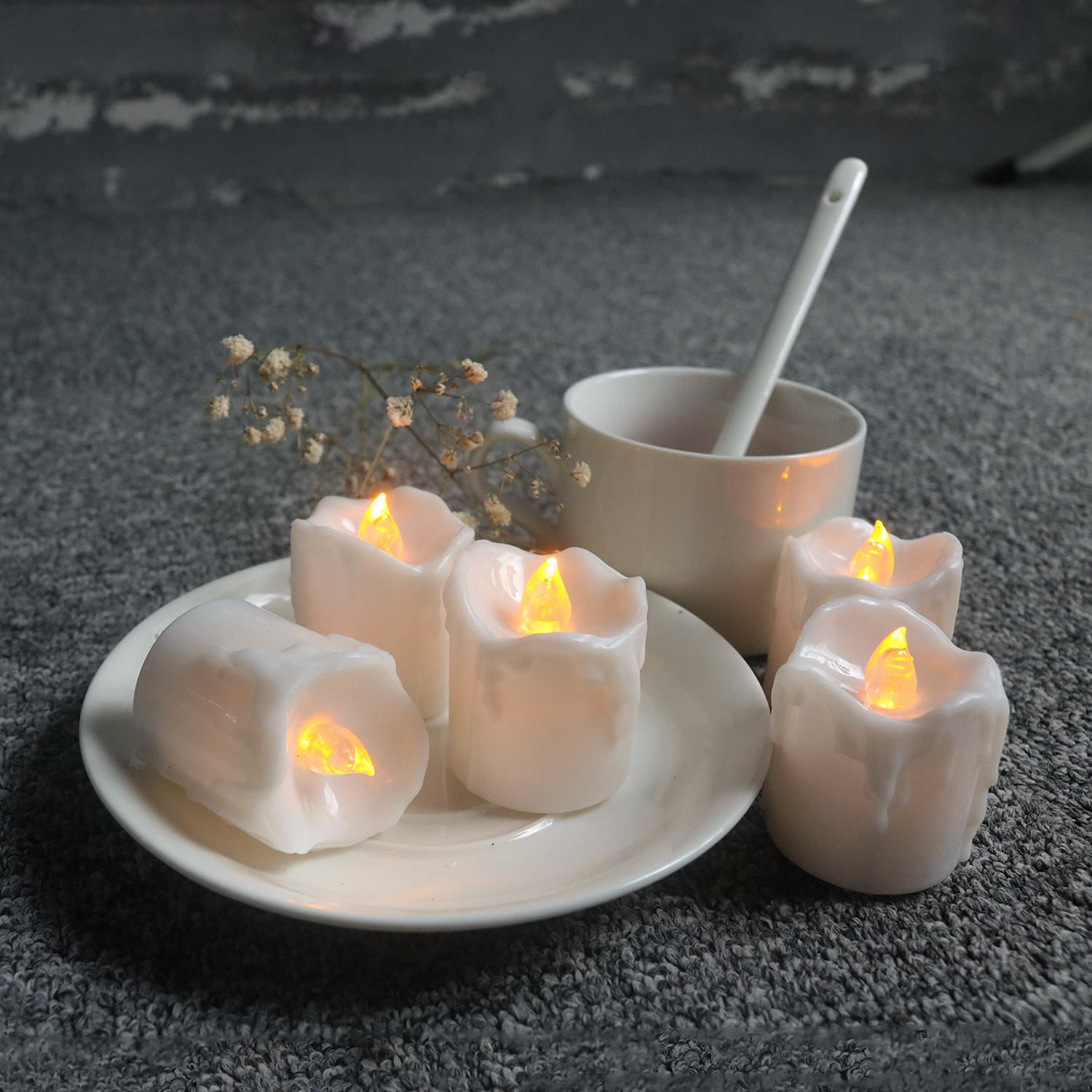 Set of 12 Flameless Battery Operated LED Votive Candles Bright Flickering Electric Decorative Lights for Home Party Wedding