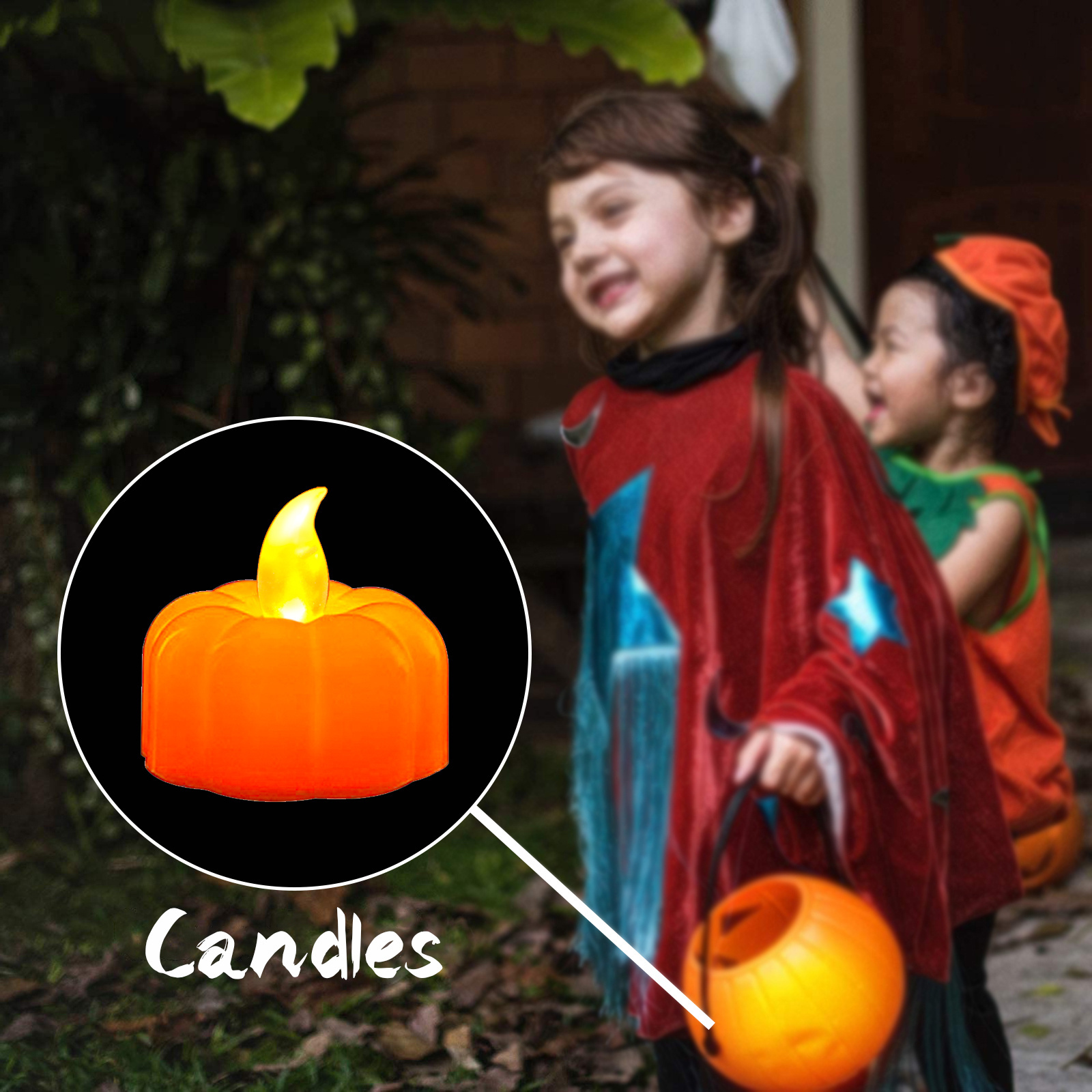 Battery operation LED Candle Light Pumpkin Warm White Flashing Tea Lights For Home Decoration