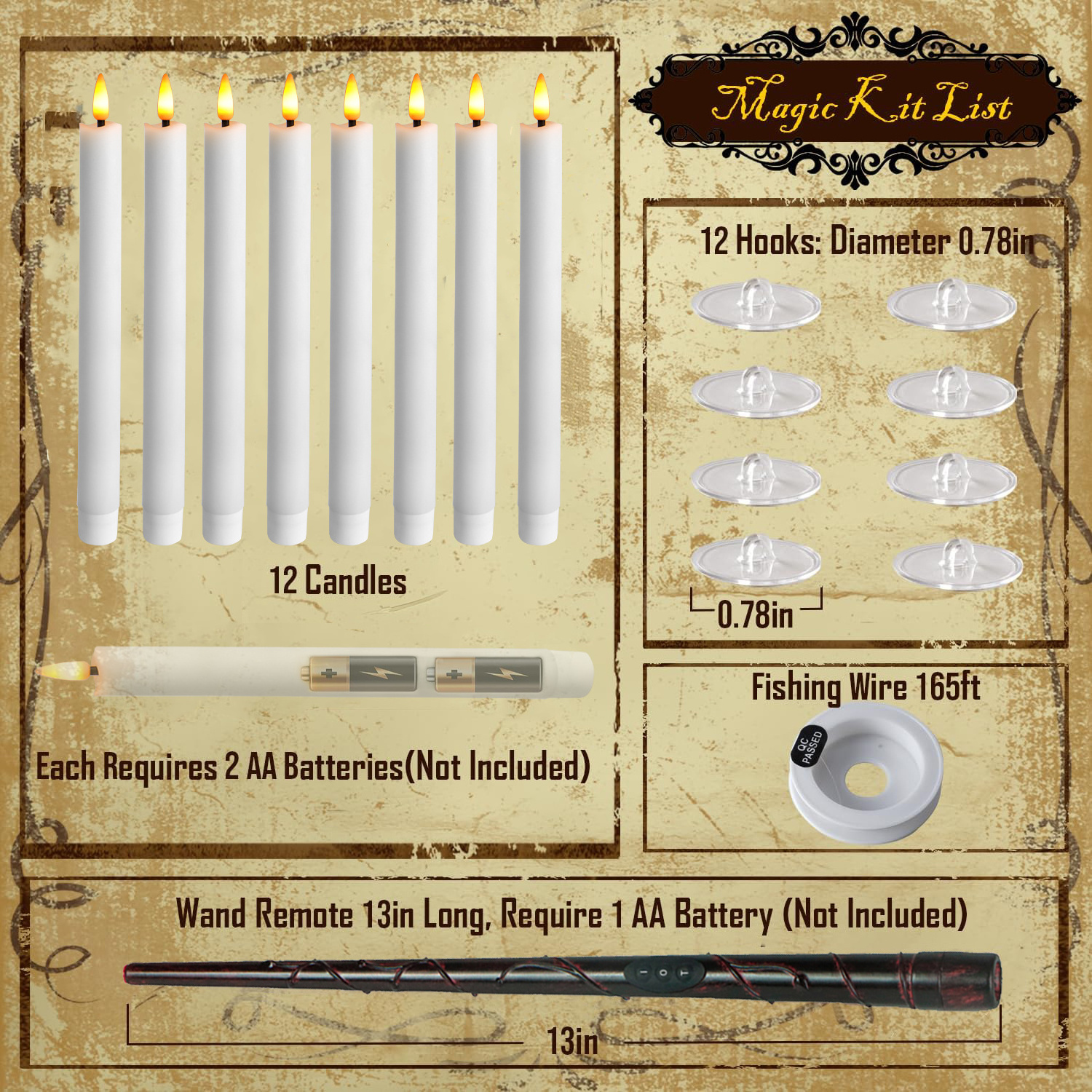 New Magic wand led taper candles with moving flame electronic candles light Home decoration floating Led Flickering Candles