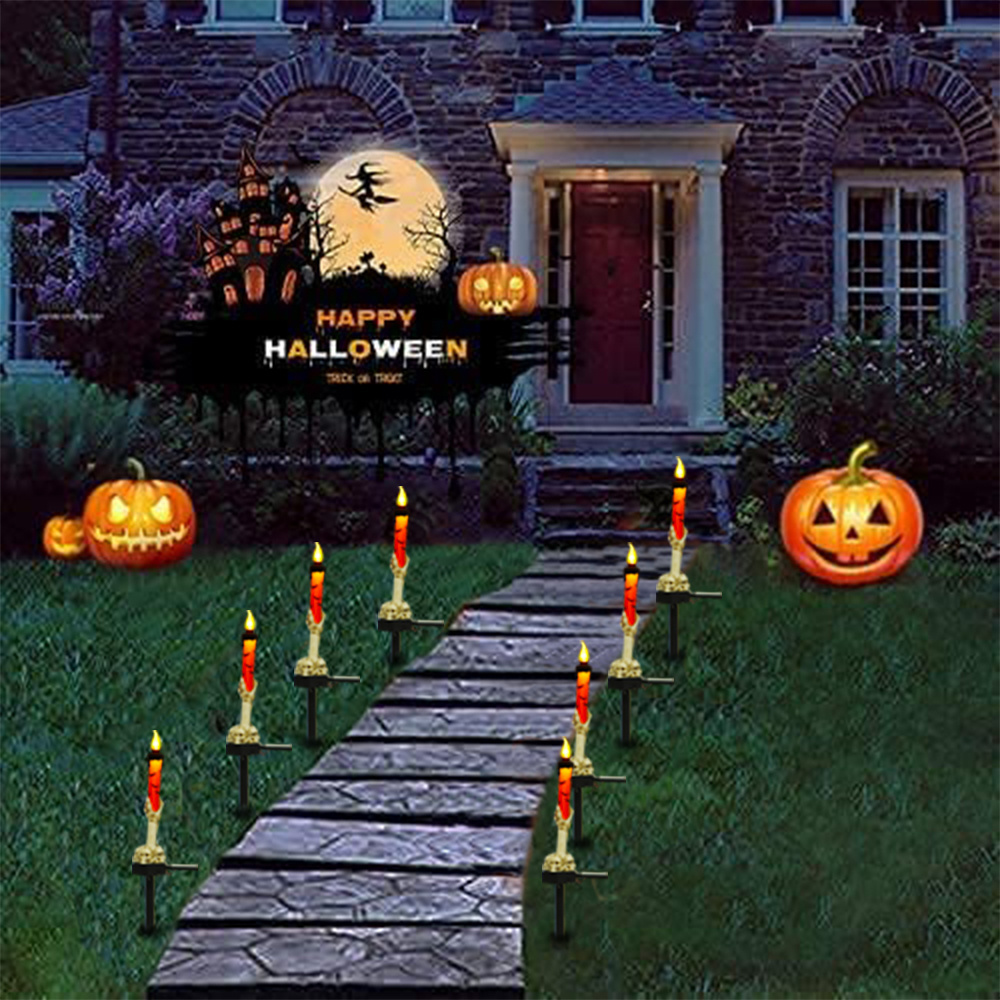 Halloween Candle Home decoration ghost festival atmosphere Lantern Battery LED Skeleton Arm Lawn Stake Lights For Halloween