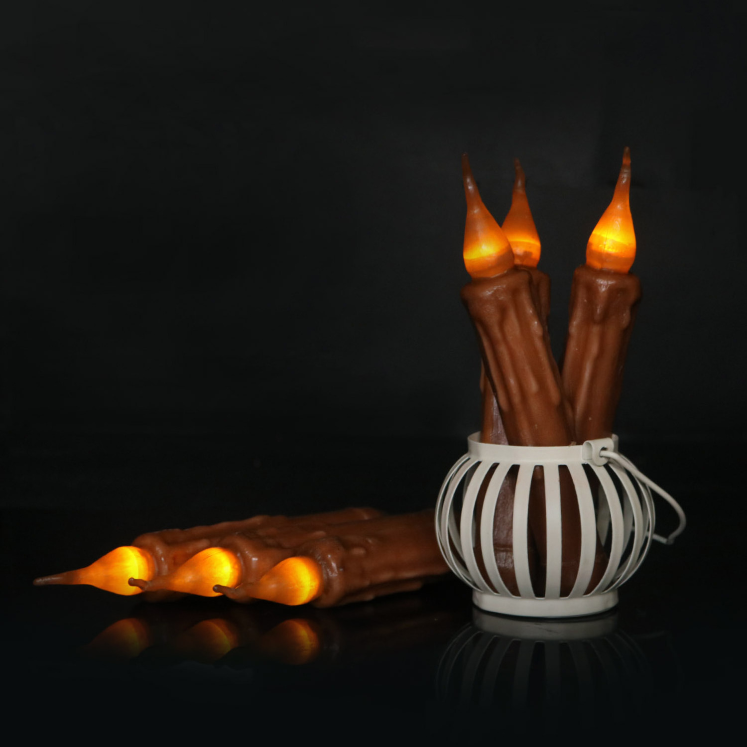 real wax 6pcs LED Flameless Candles 6.5inch Dinner Candle rustic Battery powered led taper candle for Birthday outdoor Church