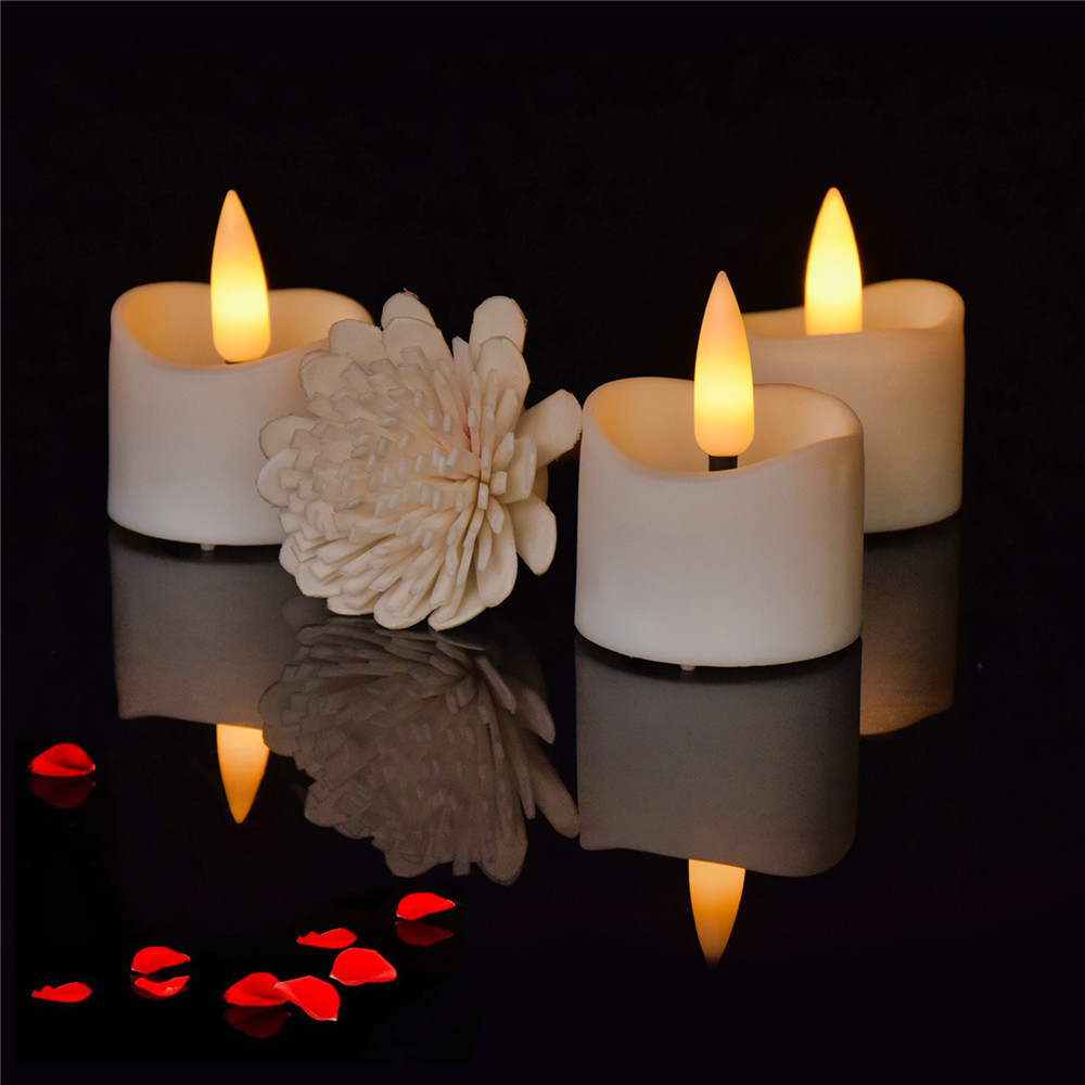 Flameless Tealight Candles Battery Operated Tealight Candles Warm White 3D Flame Flickering LED Candle For Home Party Decoration