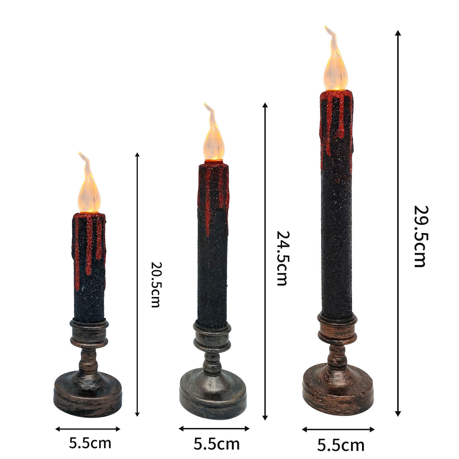 Hot Sale LED Taper Candle Light  2 X AAA Battery Operated Flickering Electric Candles For  Halloween Home Decoration