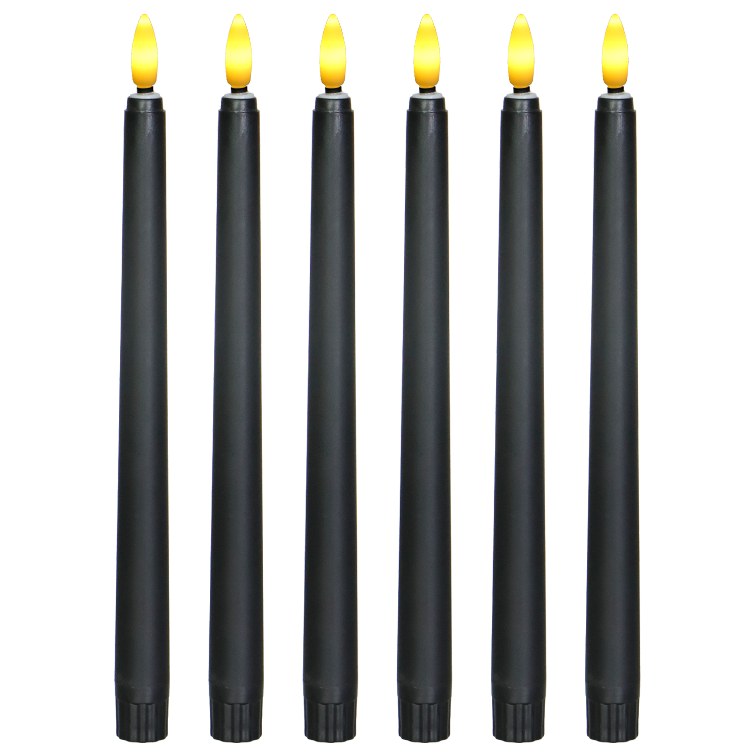 Halloween Holiday Lighting Black Plastic Flameless Led Taper Candles Set of 6 Bullet Head Black Shell Led Candle