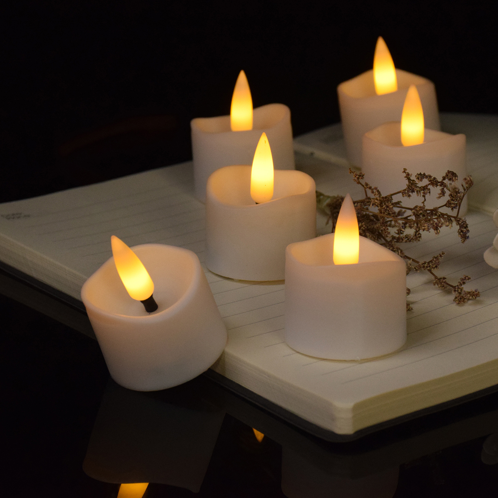 Hot Selling Black Candle Wick Tea Lights Warm White Flameless LED Candle Light For Holiday Gifts and Crafts