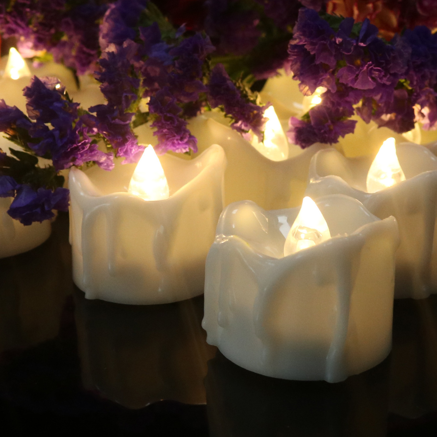 Popular LED Flickering Flameless Tealight Candles White Small Candle Tea Lights with Timer Operate For Wedding Party Decoration