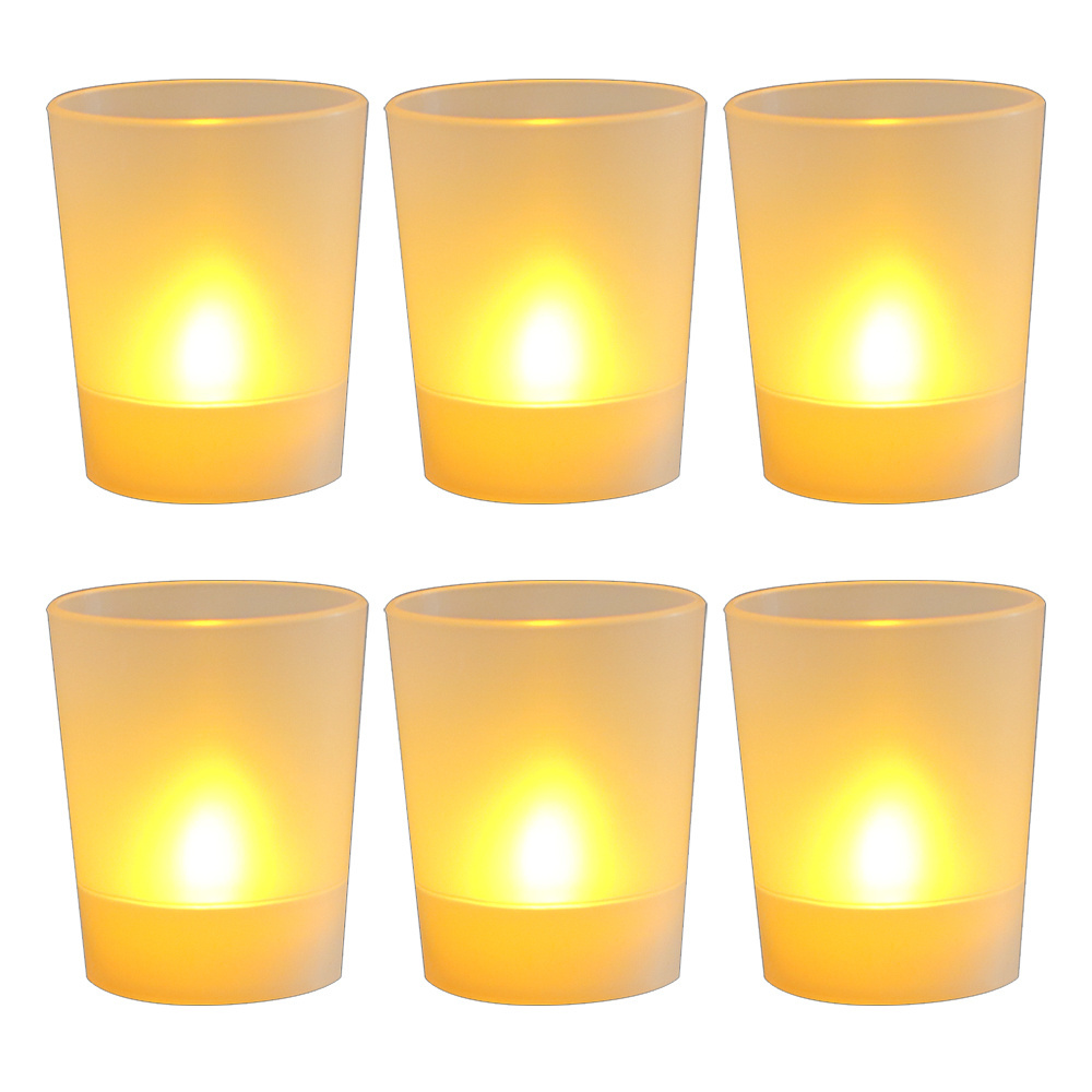 6 Pcs Electronic LED Frosted Cup Tea Lights Containers Cup DIY Candle Making Molds for Desktop Decoration