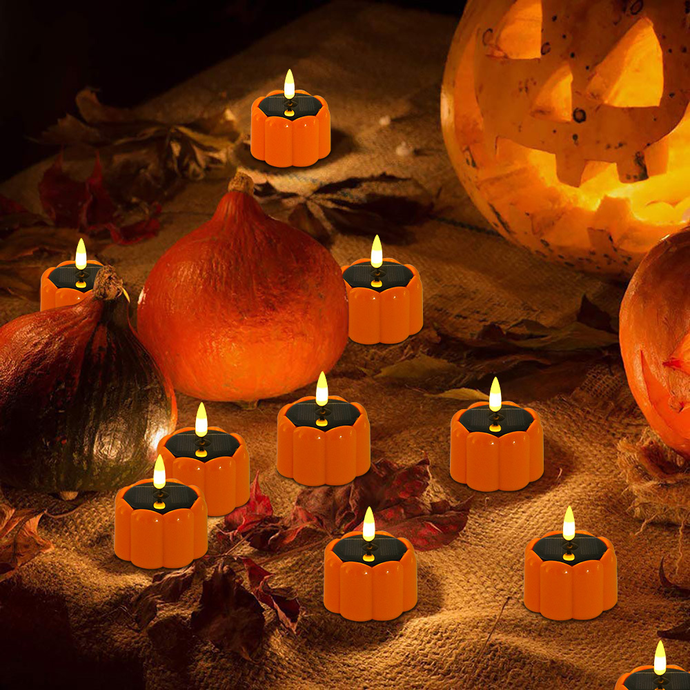 Outdoor Halloween Party Decorated Small Night Lights Solar LED Pumpkin Lights Solar Candle Lights