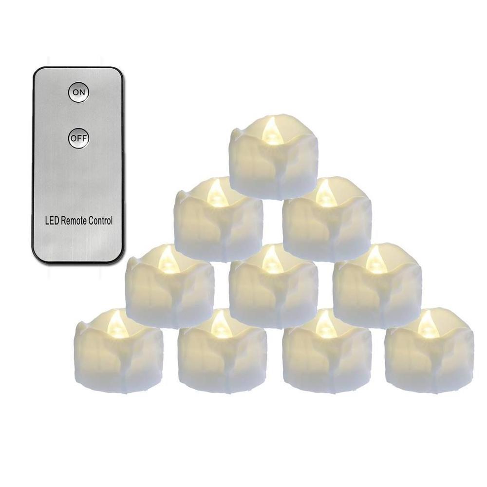 Warm White Flickering LED Tealight Candle Votive Realistic Battery Operated Tealight Pack of 12 Flameless Candles with Remote