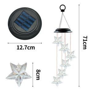 Star Shape Wind Chimes Solar Power Light, Solar Operated Waterproof Hanging Lamp, Solar Wind Chimes Light Outdoor for Garden