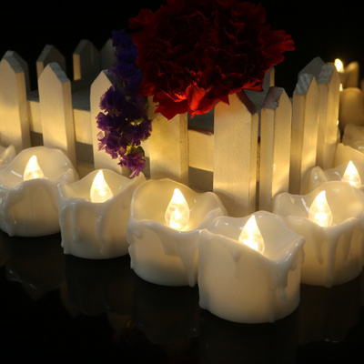 Popular LED Flickering Flameless Tealight Candles White Small Candle Tea Lights with Timer Operate For Wedding Party Decoration