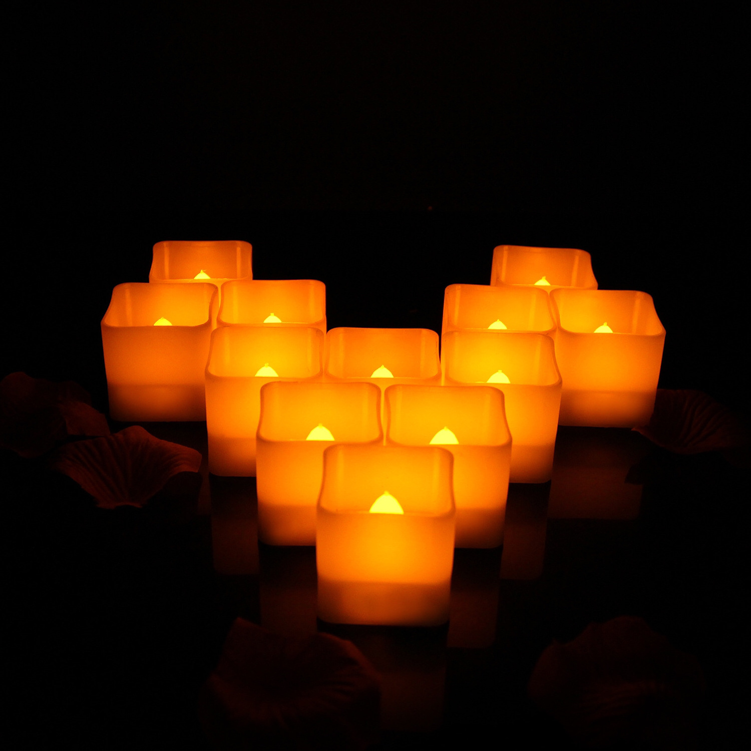 Hot Sale Flameless Battery Operated LED Candle Holder Plastic Tealight Candle Led Square Other Candle Holder