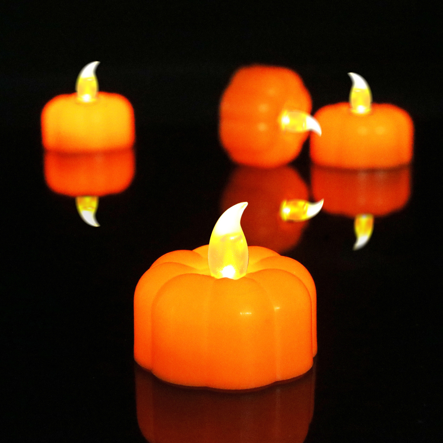 Battery operation LED Candle Light Pumpkin Warm White Flashing Tea Lights For Home Decoration