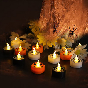 Flickering Warm Yellow Flameless Candles Battery Operated Flameless Tea Lights for Halloween Decoration