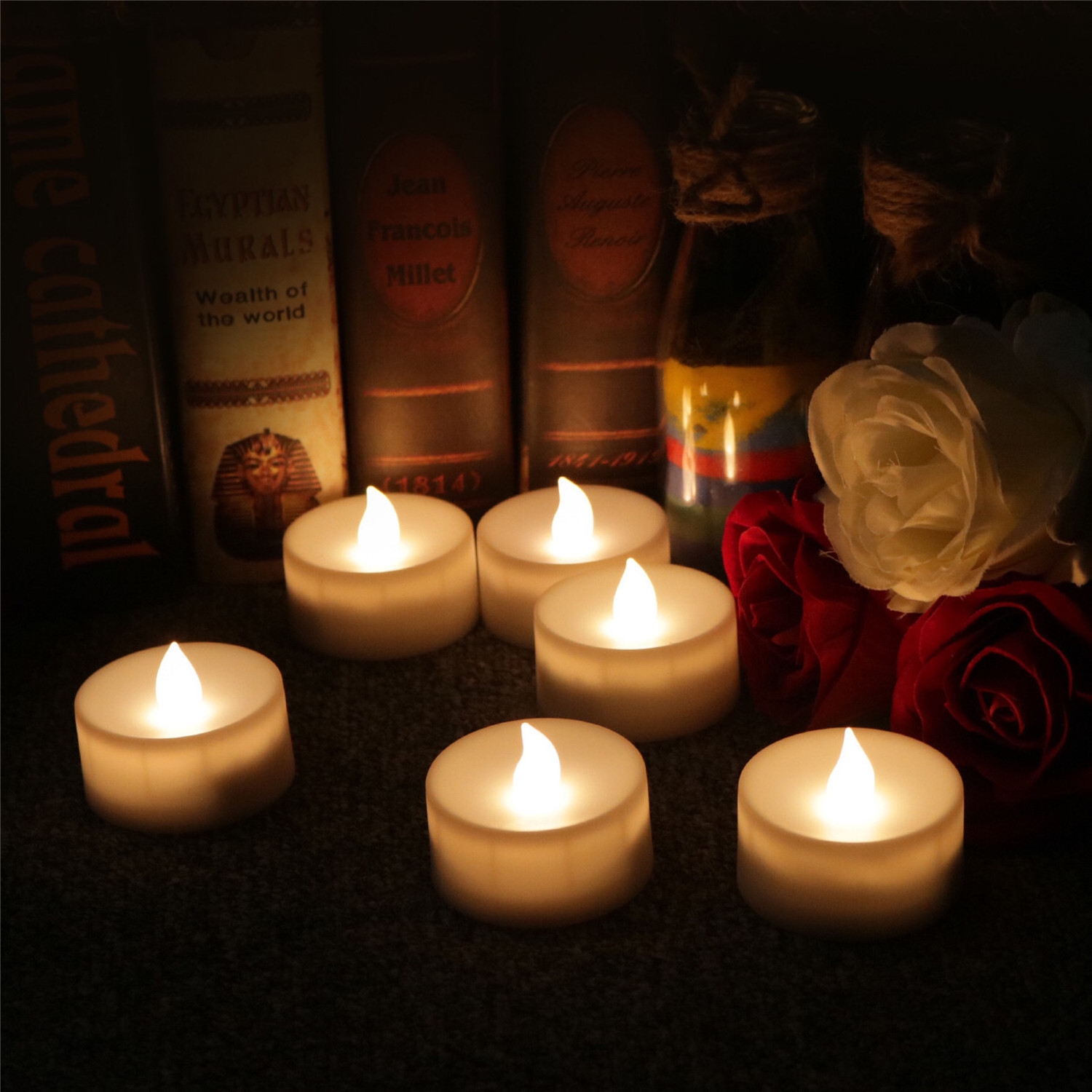 Hot Sale LED Flickering Flameless Tealight Candles OEM White Candle Tea Lights With Timer For Wedding Birthday Decoration