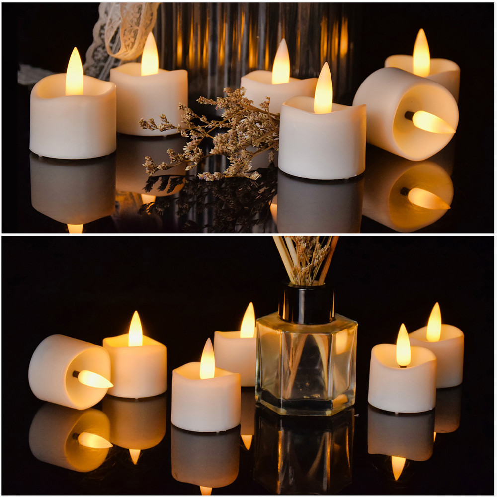 Flameless Tealight Candles Battery Operated Tealight Candles Warm White 3D Flame Flickering LED Candle For Home Party Decoration