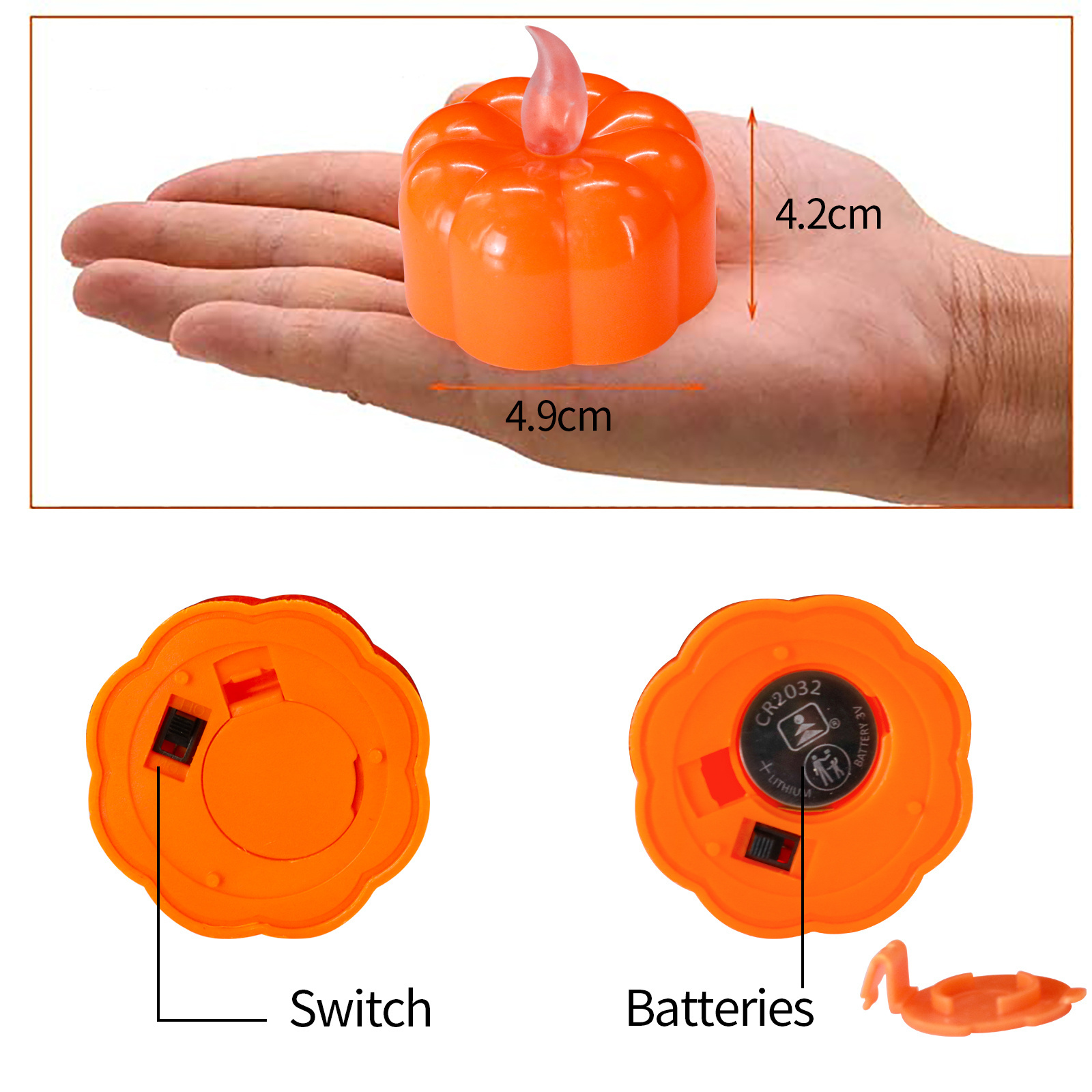 Battery operation LED Candle Light Pumpkin Warm White Flashing Tea Lights For Home Decoration