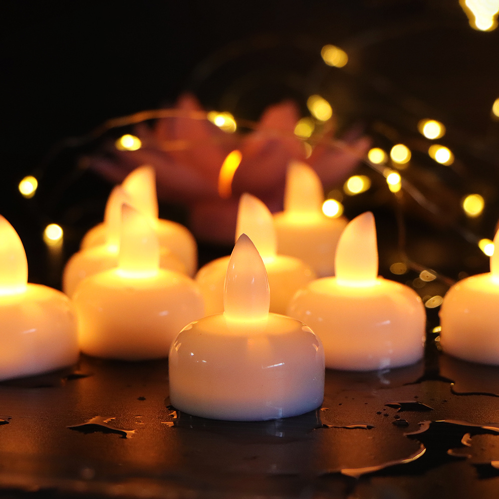 LED Floating Candles Battery Operated Flickering Candle Waterproof Flameless Candle For Wedding, Party, Centerpiece, Pool