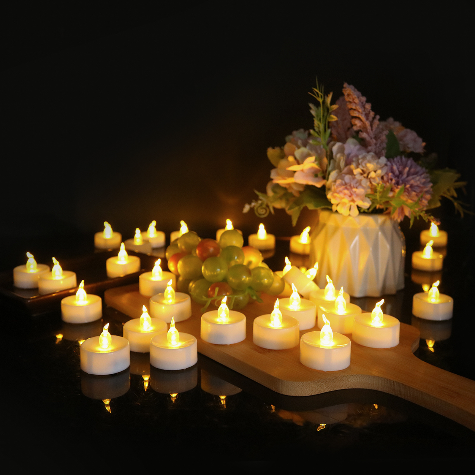 12Pcs Flickering Flameless Candles Electric Battery Votive Candles for Table Centerpiece Halloween Christmas