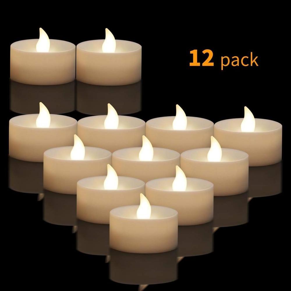 6 Pack  Electric Tea Lights Candle, Flameless Battery Operated LED Votive Candles Flickering Bulk Set for Wedding,Party