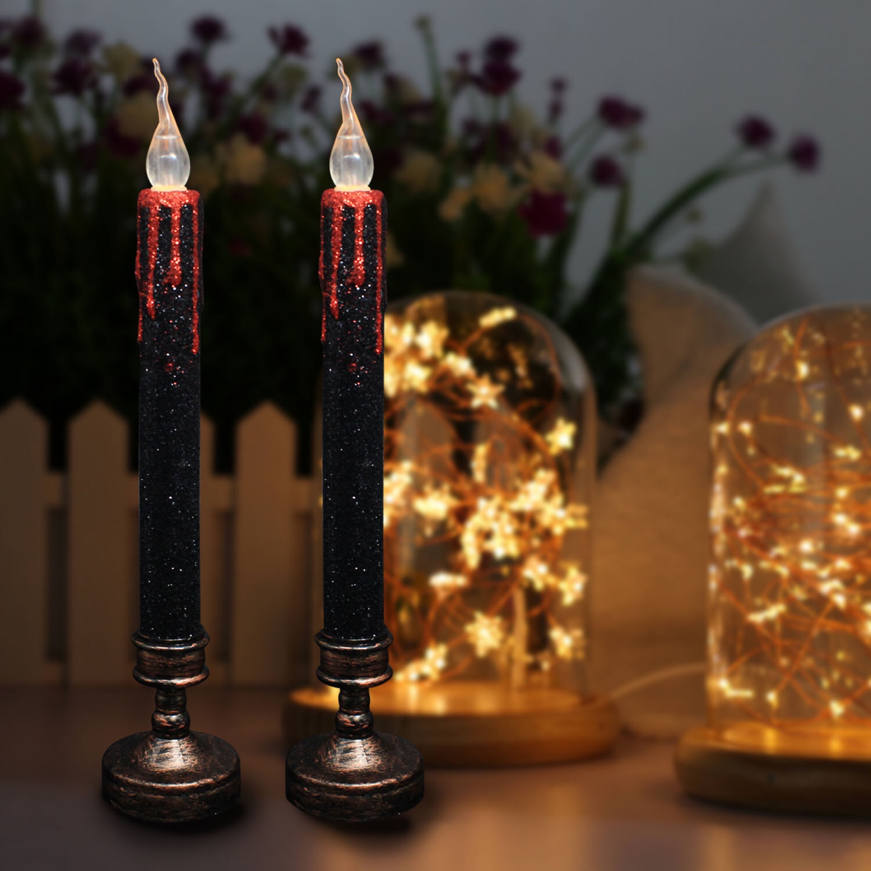 Hot Sale LED Taper Candle Light  2 X AAA Battery Operated Flickering Electric Candles For  Halloween Home Decoration