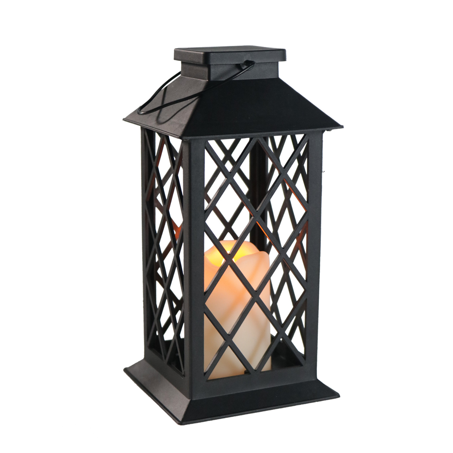 Built-in LED Candle Light Black Plastic Retro palace lantern  ,Home Decoration Outdoor Light For Home Corridor Garden Decoration