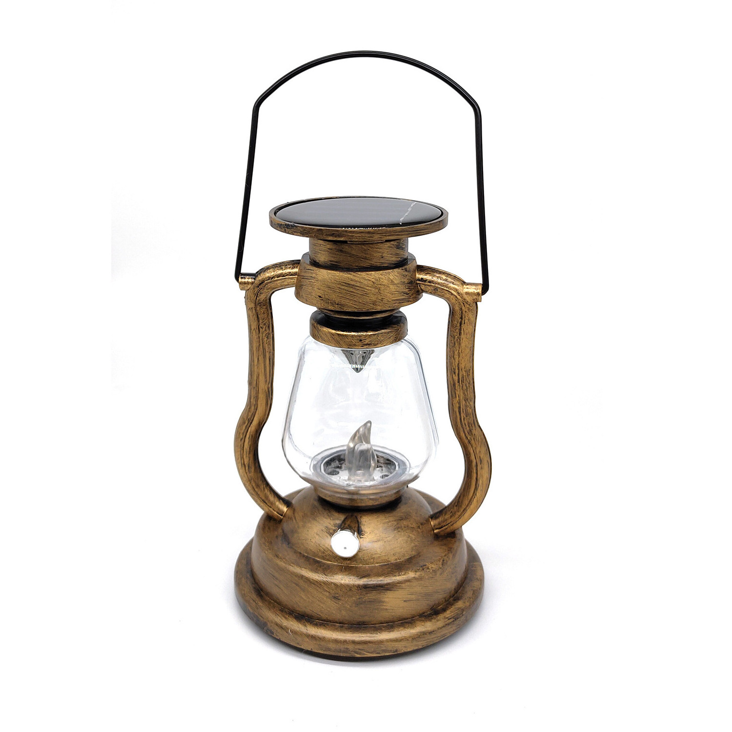 Spl3162F Spl3142F Solar Retro Oil Lamp Short Bronze Simulation Flame Warm White/Yellow Flash Waterproof Solar Lights Outdoor