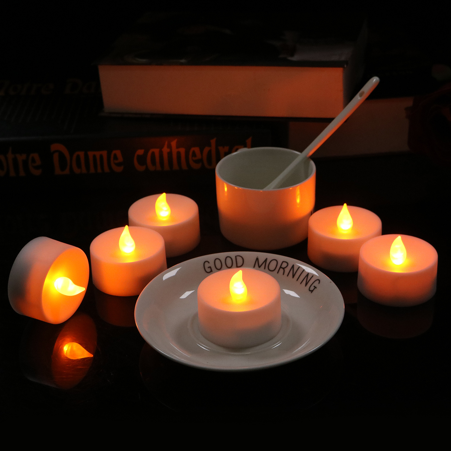 New Arrival Decorative Tea Lights Flameless Cozy Flickering Yellow Large Size Remote LED Candles