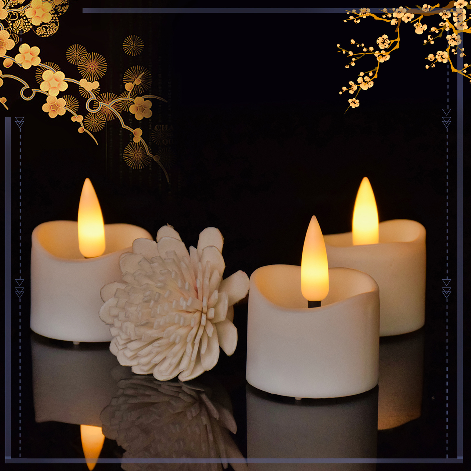 Hot Selling Black Candle Wick Tea Lights Warm White Flameless LED Candle Light For Holiday Gifts and Crafts