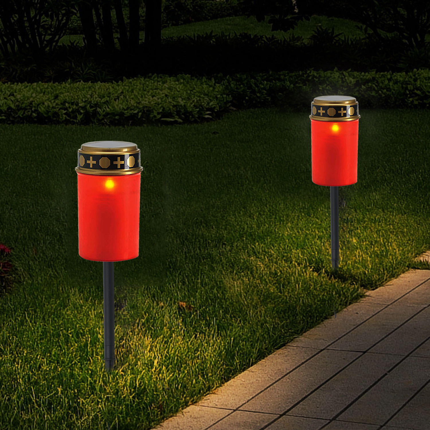 SOL1529F Solar Red Shell Graveyard Light LED Waterproof Memorial Light For Garden Decoration