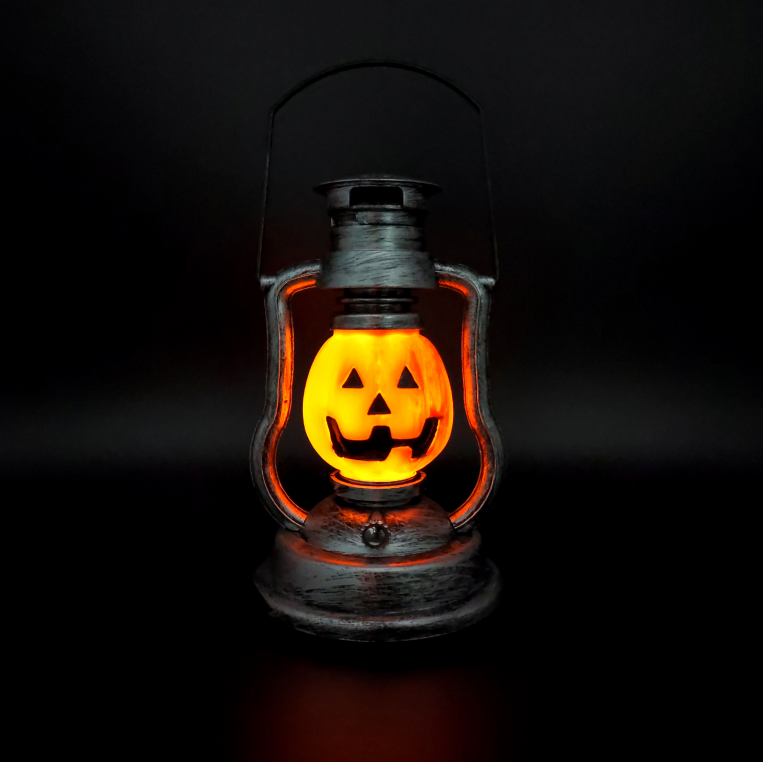 PL50B59 Retro Silver Red Pumpkin Face Oil Lamp Plastic Battery Operated Led Night Lights Outdoor Hanging Led Light Party Decor