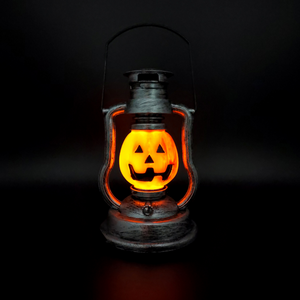 PL50B59 Retro Silver Red Pumpkin Face Oil Lamp Plastic Battery Operated Led Night Lights Outdoor Hanging Led Light Party Decor