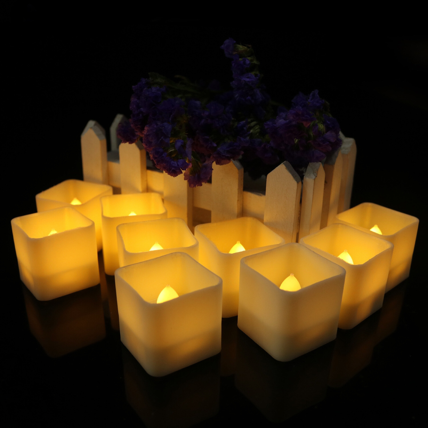 Hot Sale Flameless Battery Operated LED Candle Holder Plastic Tealight Candle Led Square Other Candle Holder