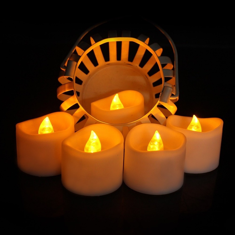 Battery Tea Lights With Timer, 6 Hours on and 18 Hours Off Pack of 12 Timing LED Candle