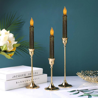 Home decor romantic taper candle Plastic Flameless OEM Taper Artificial Real Wax LED Candles For Party Wedding Table Decoration