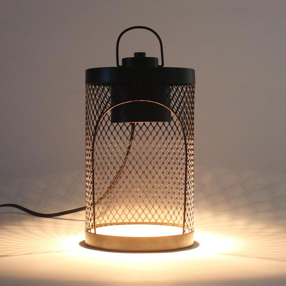 KC CE 110V 220V Pretty Grid Cage Electric Metal Candle Warmer Lantern Lamp black bedroom living room wax melt candle warmer