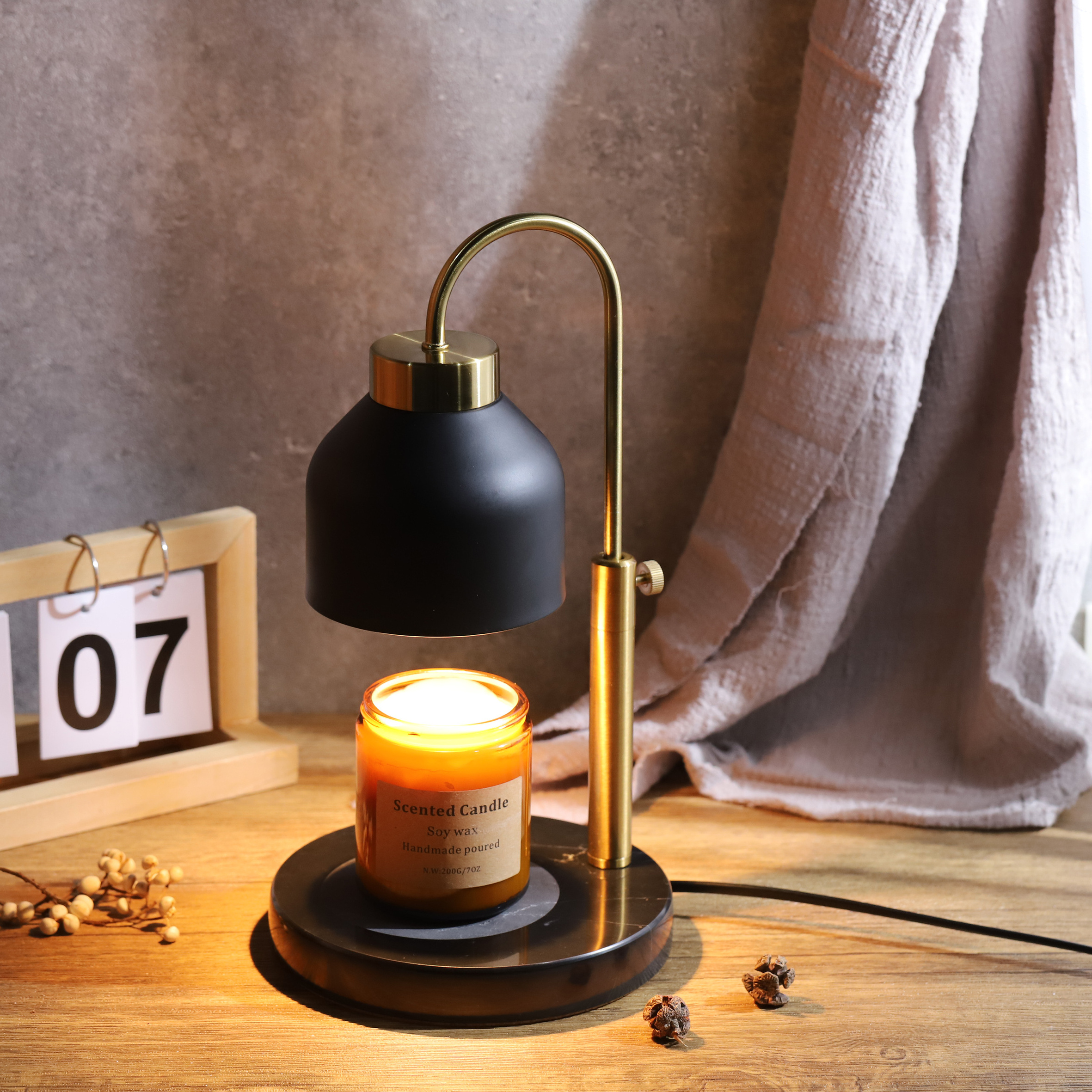 New arrive exclusive marble aromatherapy candle warmer lamp Adjustable wax perfume night light for home decor wax melter burner