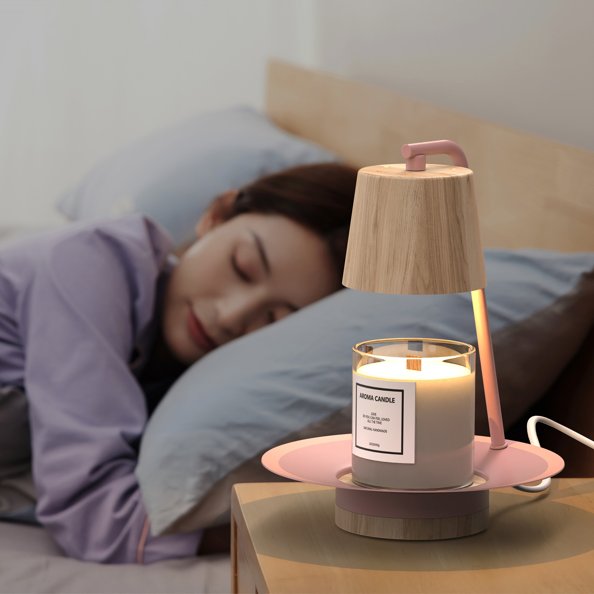 Heat Lighting Aroma Dimming Bedside Pink Scented Candles Luxury Electric Lamp Candle Warmer Lamp