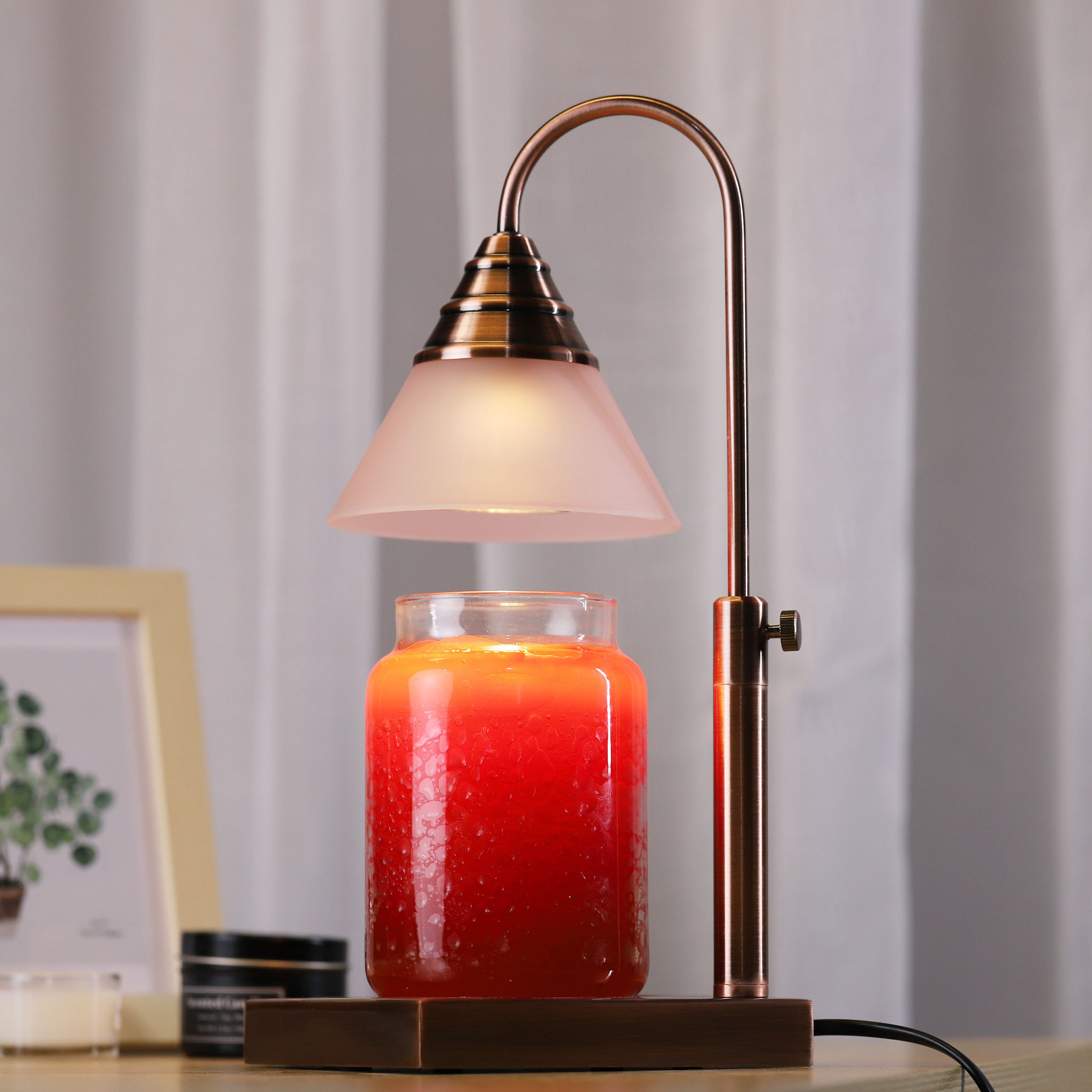 Hot-sale American marble aromatherapy candle warmer lamp Adjustable wax perfume night light decor melter burner