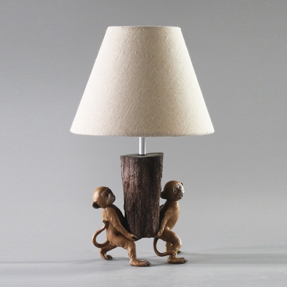 Creative Cute Resin Lamp Monkey Lamp-Moving the wood tree-Home Decorative natural style table lamp