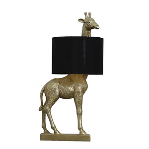 Europe style popular golden giraffe table lamp polyresin material lampshade hotel decor night light factory wholesale E27