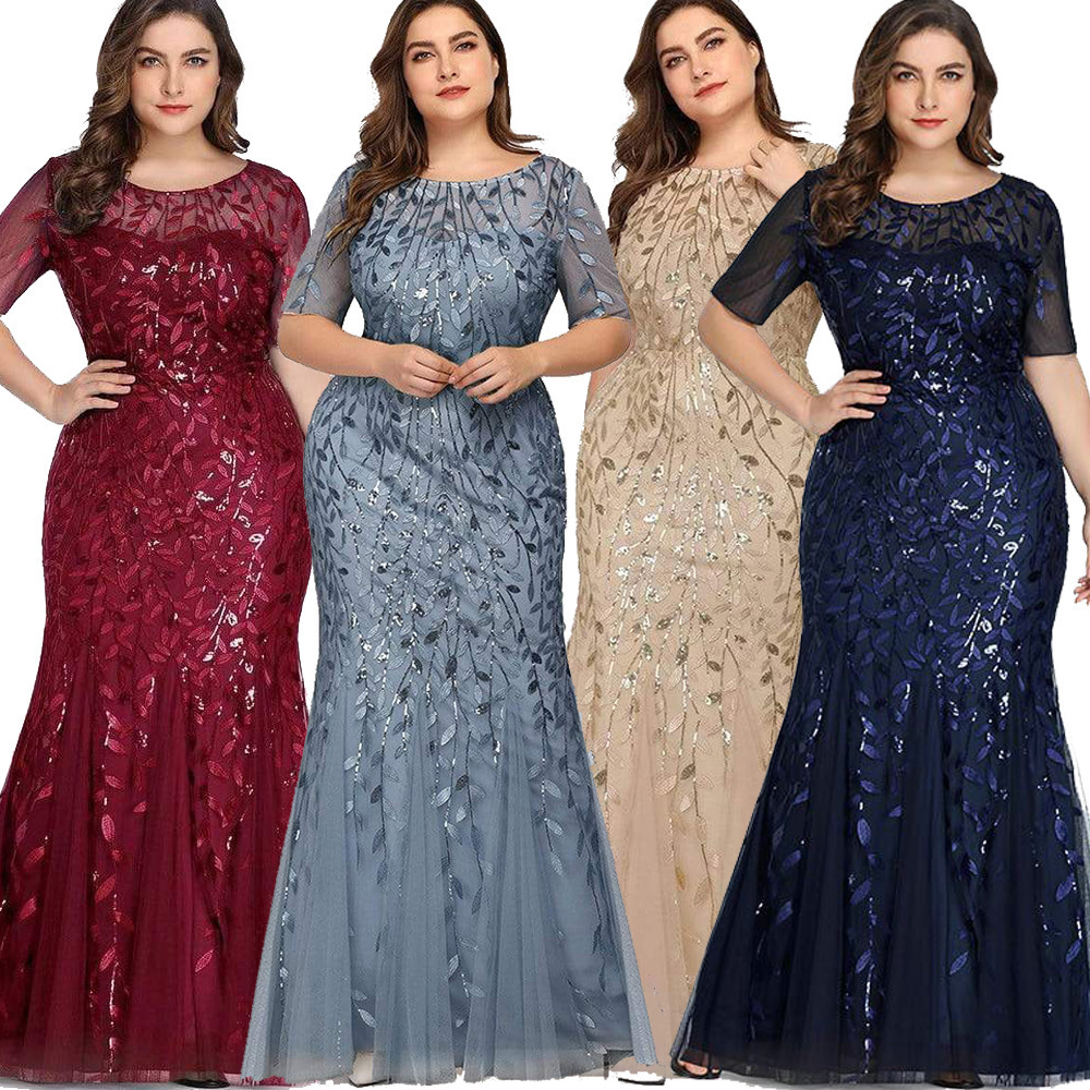 Ladies Plus Size Gowns Prom Maxi Party Bridesmaid Dress Women Mother Of The Bride Clothing Sequin Evening Dresses Elegant