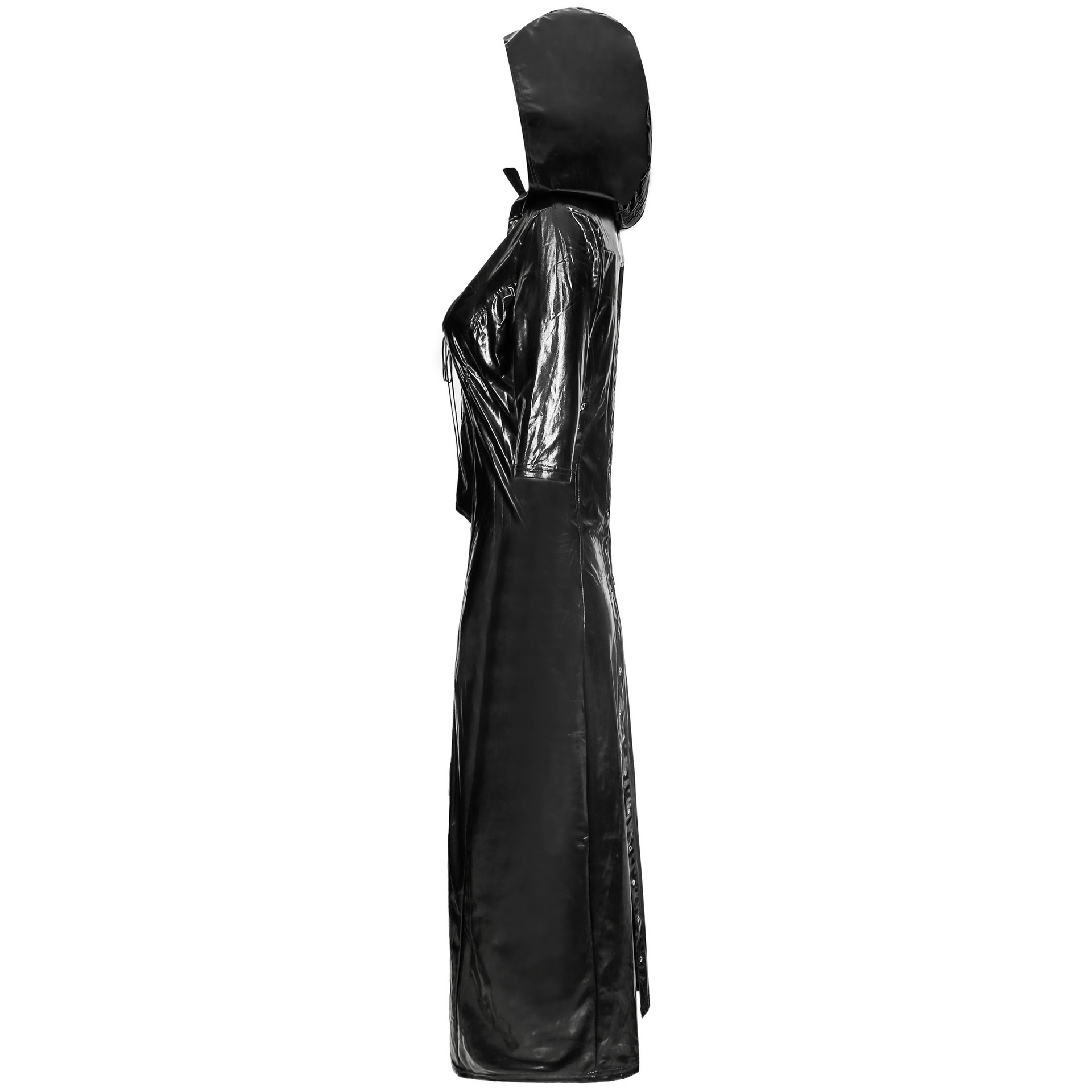 Unisex Sexy Devil Long Cloak Patina Leather Costume Cos Halloween Resurrection Pvc Leather Dress Witch Cosplay Costumes