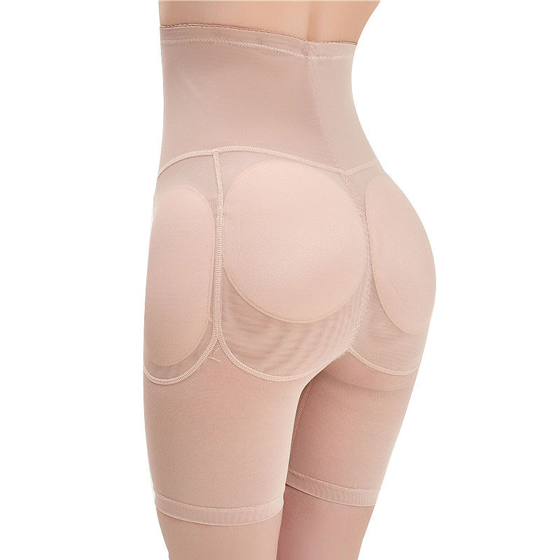 Women Breathable Mesh High Waist Tummy Control 4 Removable Pads Panty Enhance Butt Lifter Hip Body Shaper