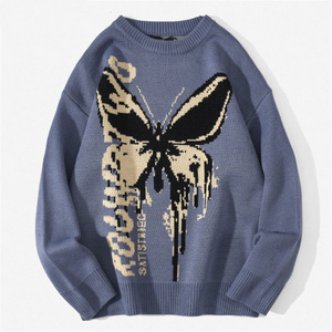 Hip Hop Knitwear Womens Sweaters Fashion Butterfly Printed Famale Loose Tops Casual Streetwear Pullover Sweaters