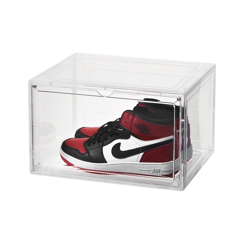 Side Open Door Shoe Storage Container Box Acrylic Magnetic Drop Sneaker Organizer Shoe Case