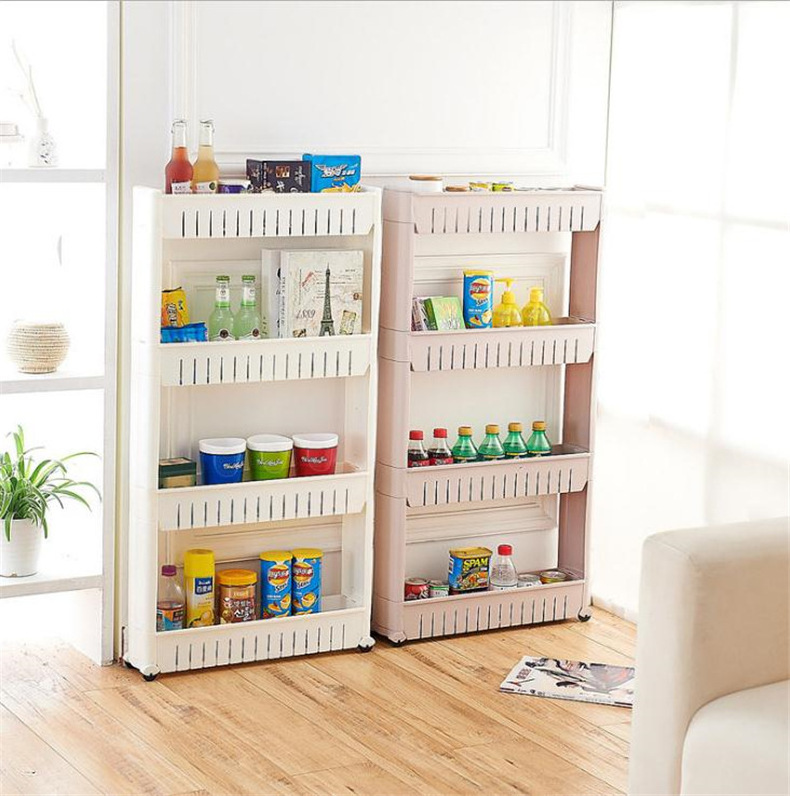 Kitchen and bathroom Storage organizer Removable Slim Slide Storage Drawer Shelf Pantry Shelves with Wheels